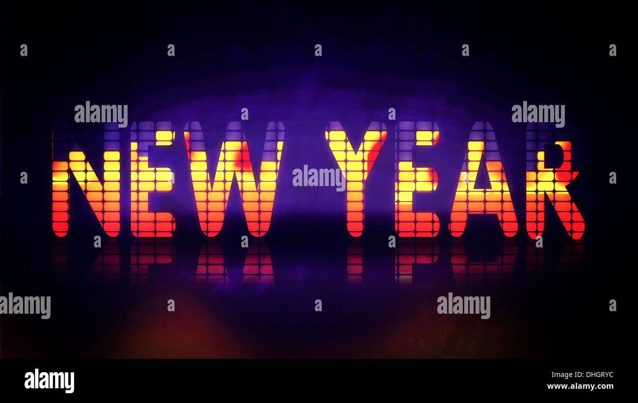 Neujahr-Hintergrund mit Musik Stockfoto