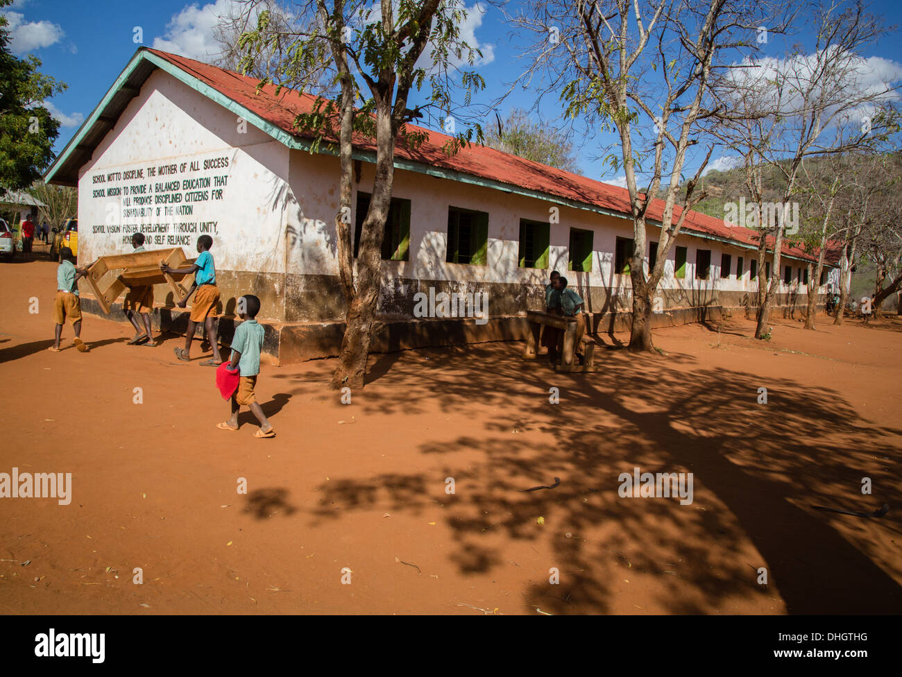 Gedion Mosi-Grundschule in der Sagalla Region des südlichen Kenia in der Nähe von Voi Stockfoto
