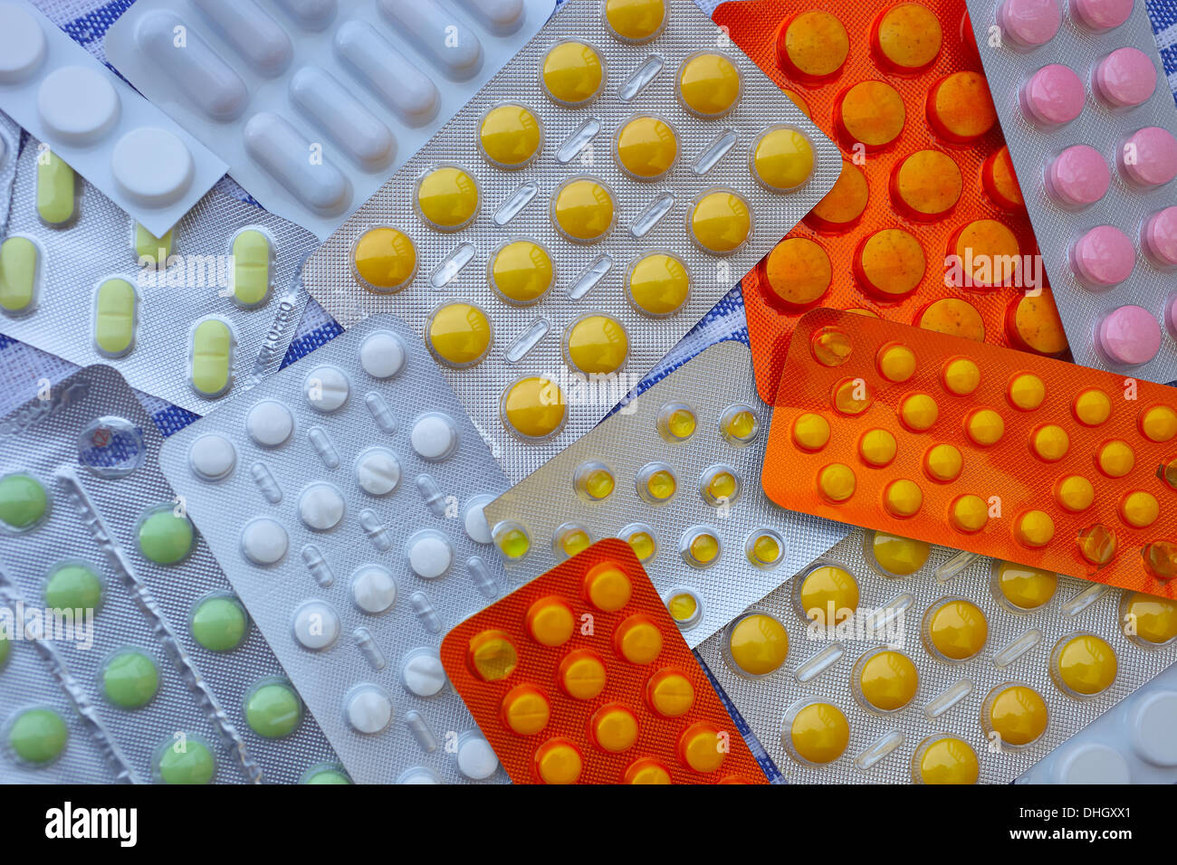 Pillen im Blister Pack, Hintergrund Stockfoto