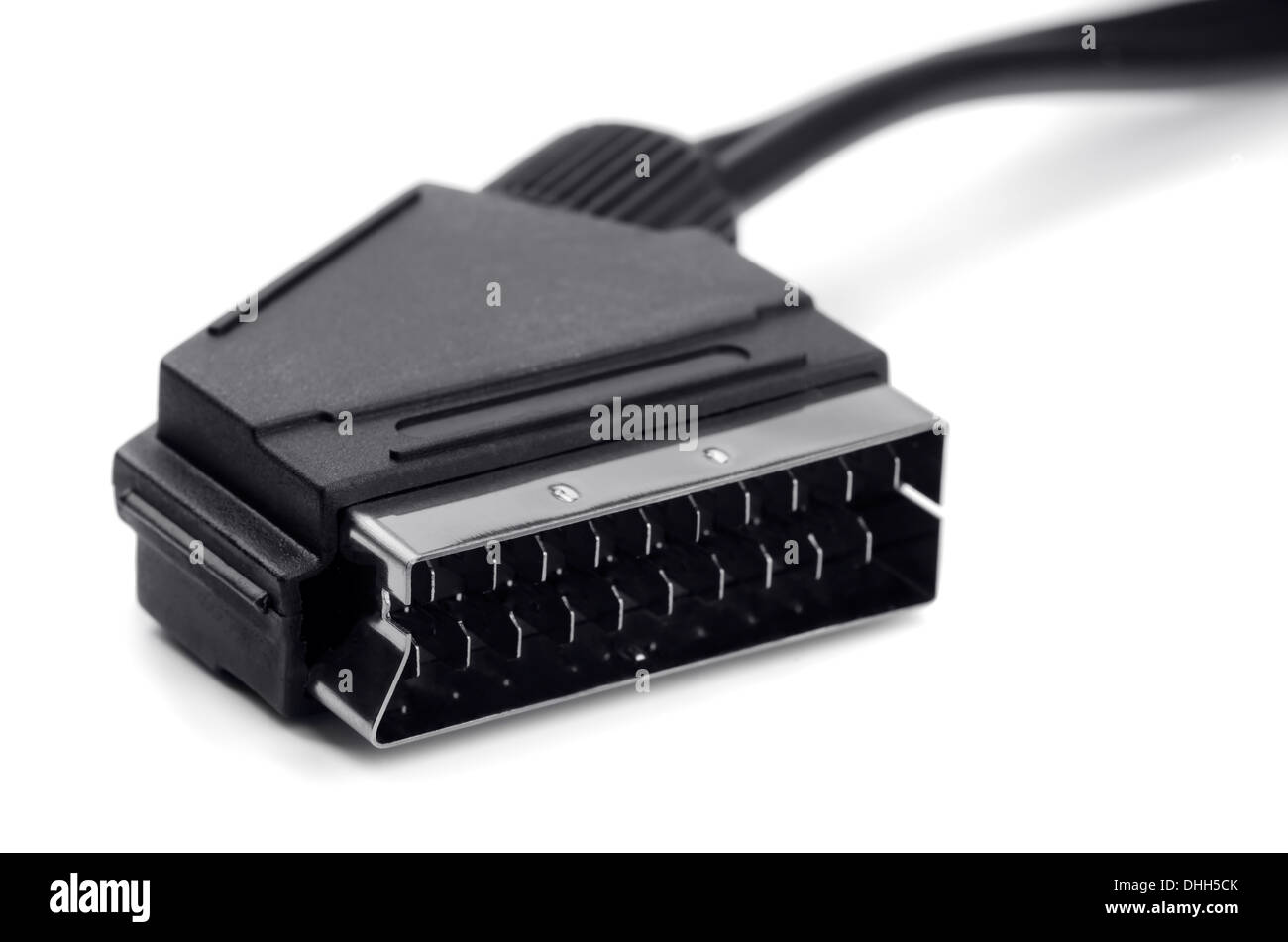 SCART-Stecker, die isoliert auf weiss Stockfoto
