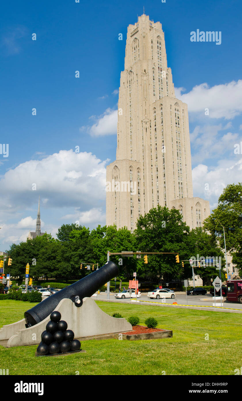 Pittsburgh Pennsylvania in Oakland mit der University of Pittsburgh Dom des Lernens bauen Bildung Stockfoto