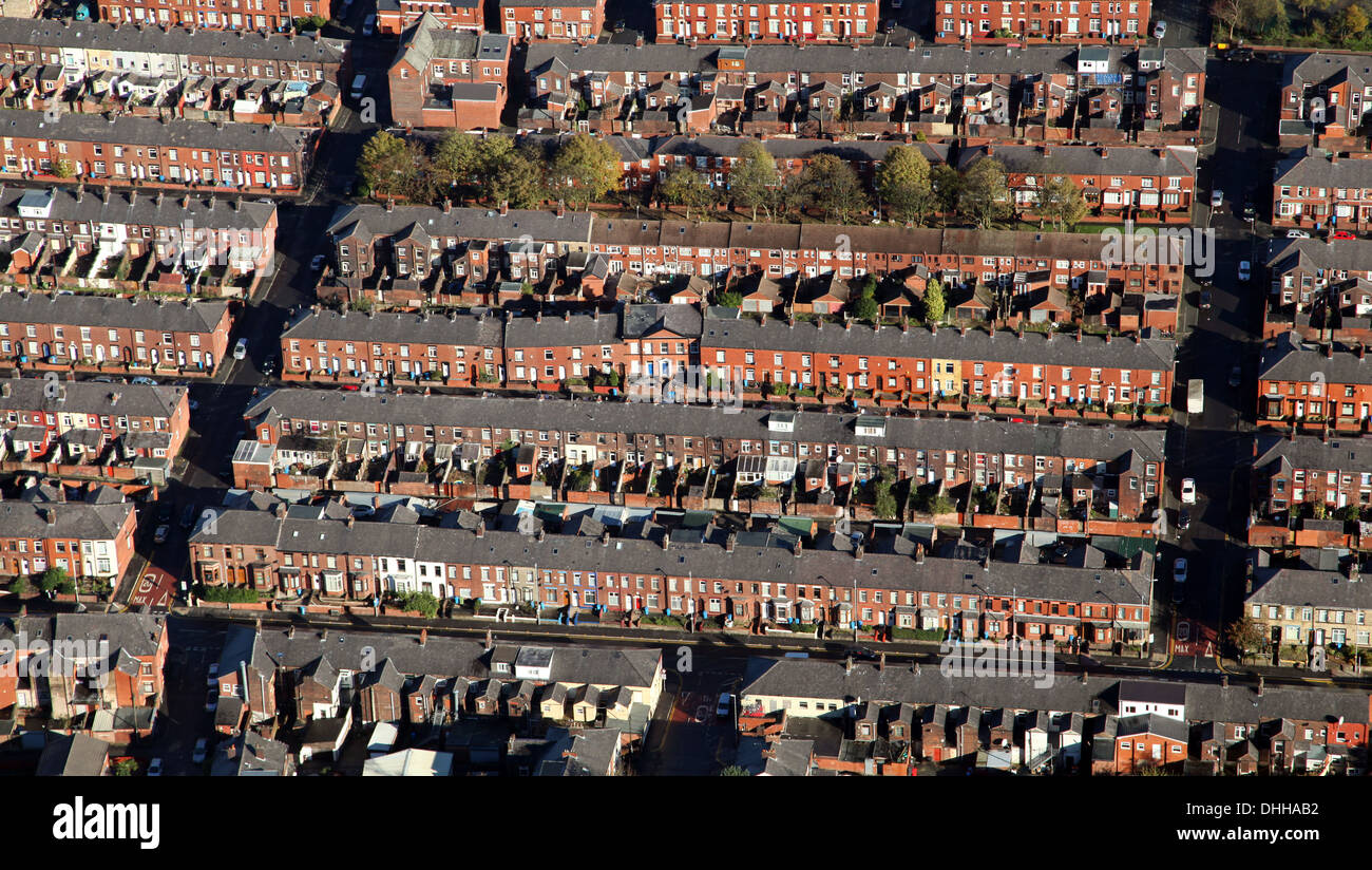 Luftaufnahme des o-Gehäuse in Oldham, Manchester Stockfoto