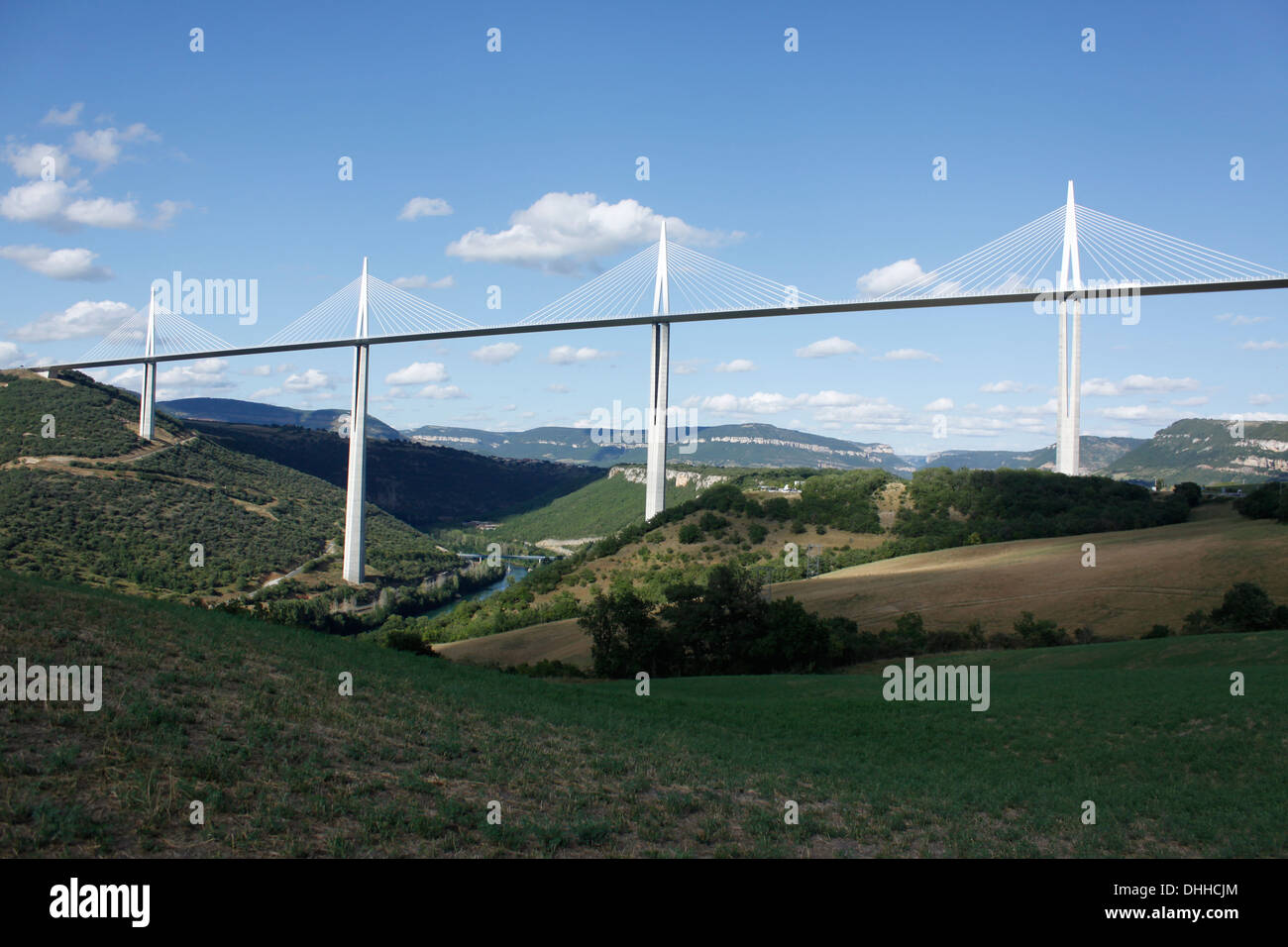 Viadukt Millau, A75, Aveyron, Midi-Pyrenäen, Frankreich. Stockfoto