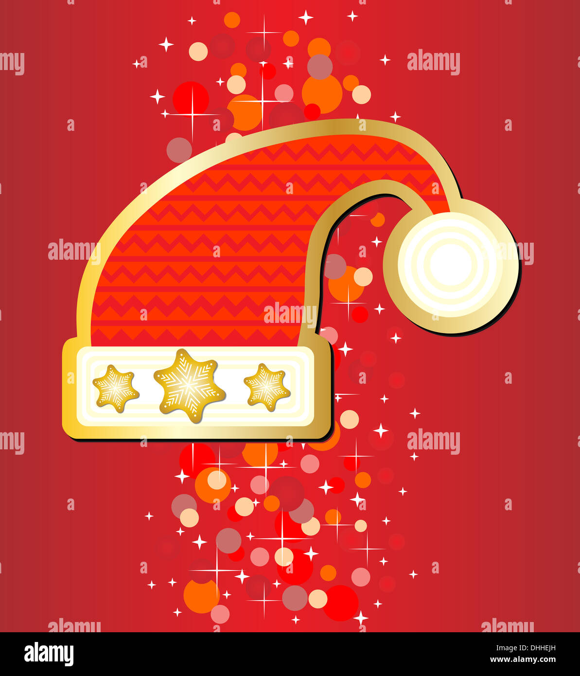 Weihnachtsmütze auf rotem Grund Stockfoto
