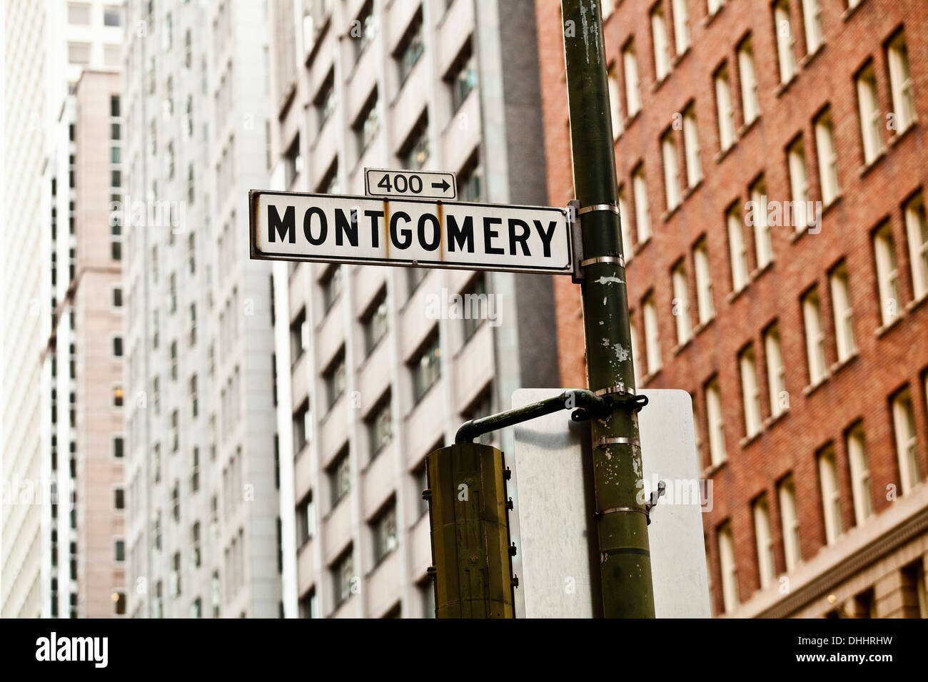 Straßenschild der Montgomery Street, San Francisco, Kalifornien, USA Stockfoto