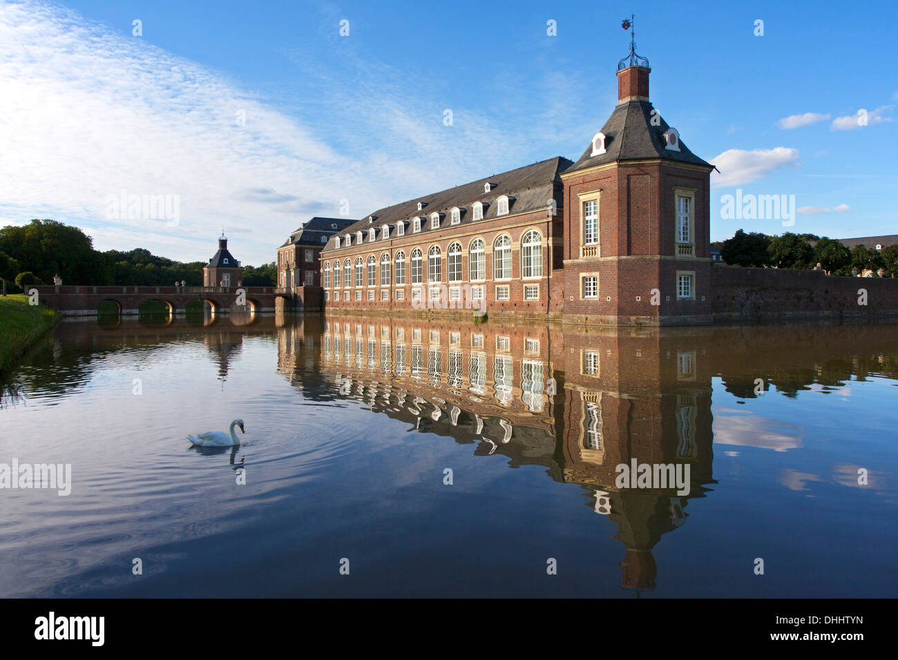 Blick auf Wasserschloss Nordkirchen, Münsterland, Nordrhein-Westfalen, Deutschland, Europa Stockfoto