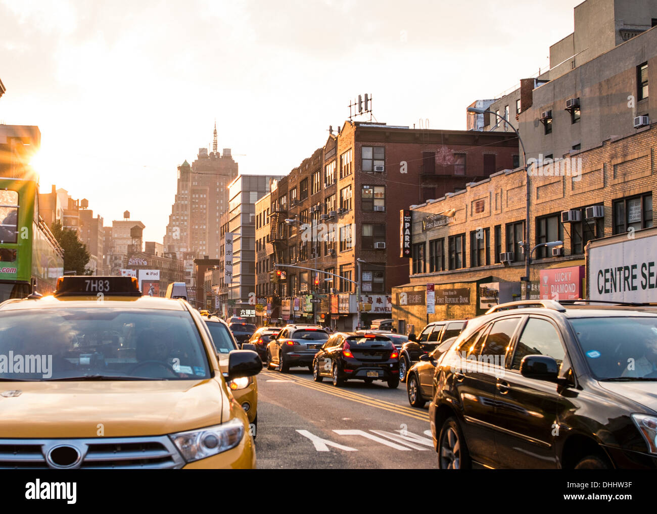 Verkehr in Chinatown, New York Stockfoto