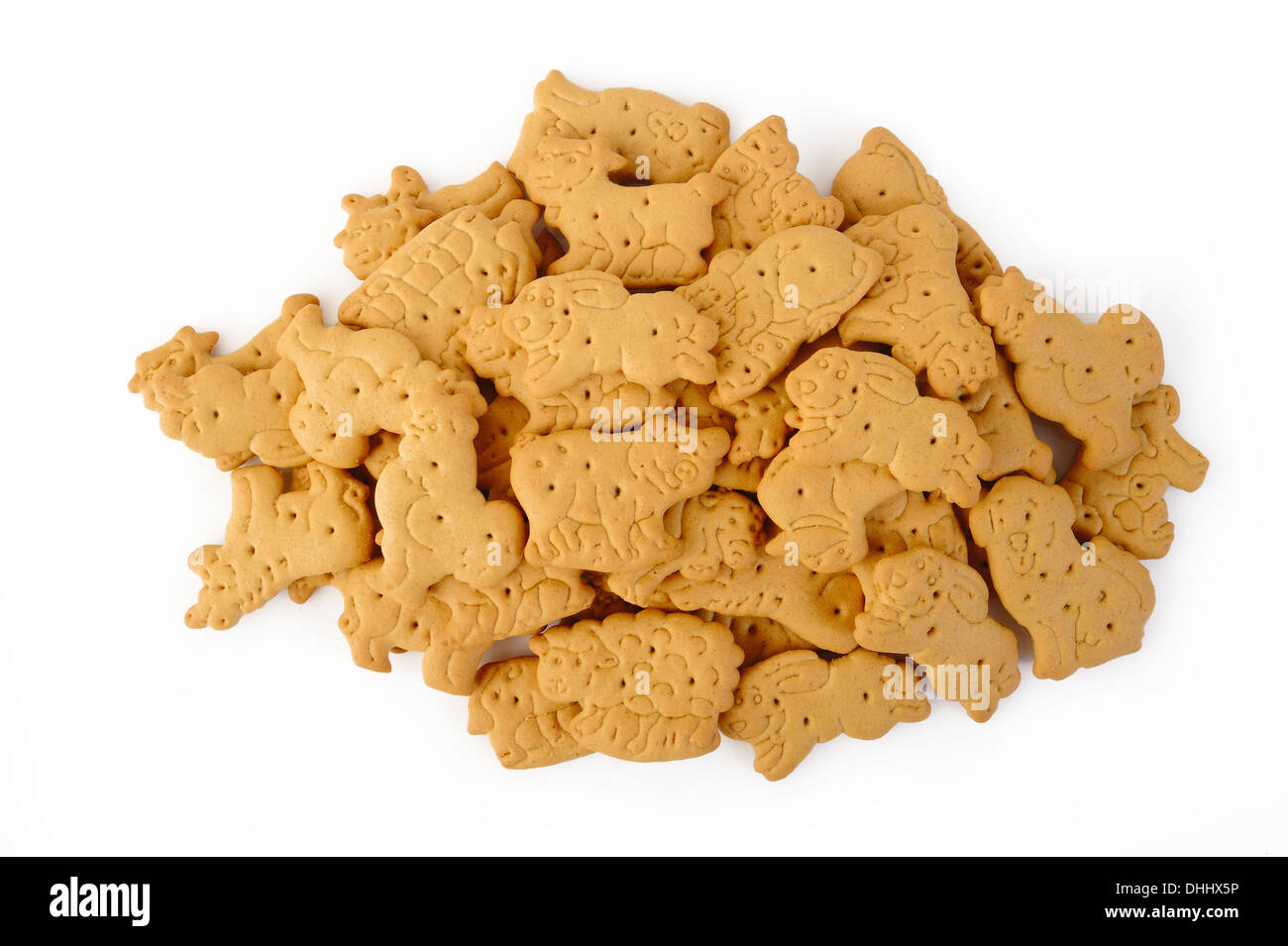Animal-förmige Cracker isoliert auf weißem Hintergrund Stockfoto