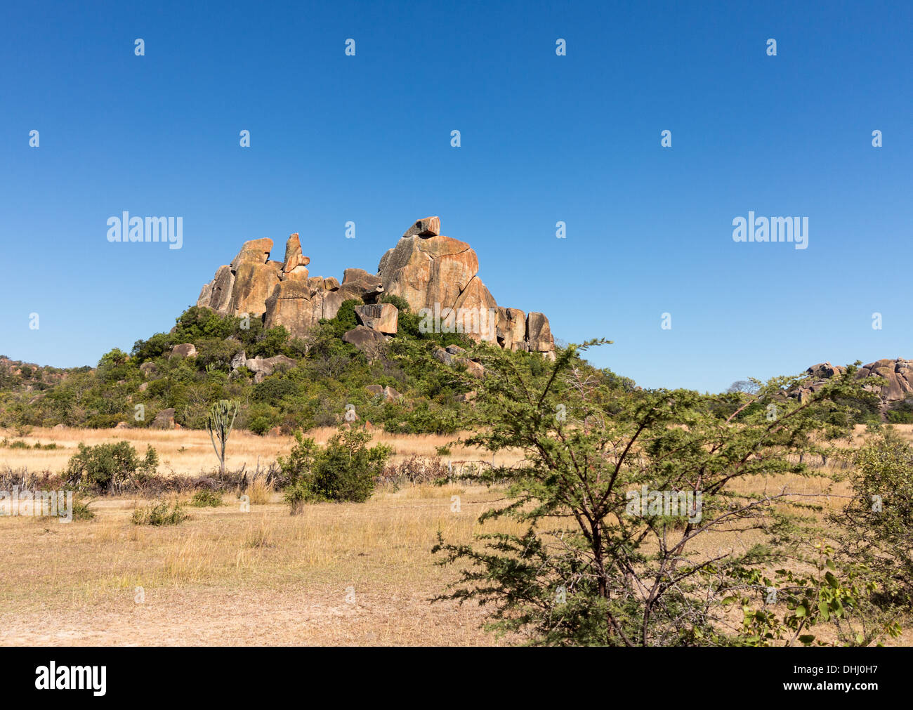 Granit Felsformationen im Matobo National Park in der Nähe von Bulawao, Zimbabwe, Afrika Stockfoto