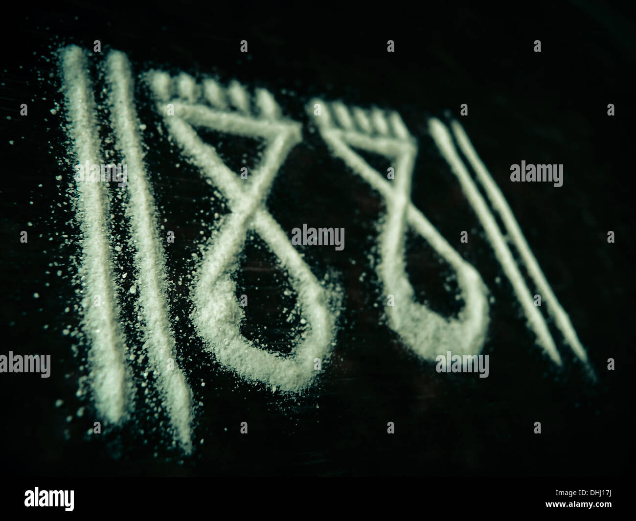 Ein heiligen Zeichen repräsentieren Fußspuren Gottes von Rangoli gemacht Stockfoto