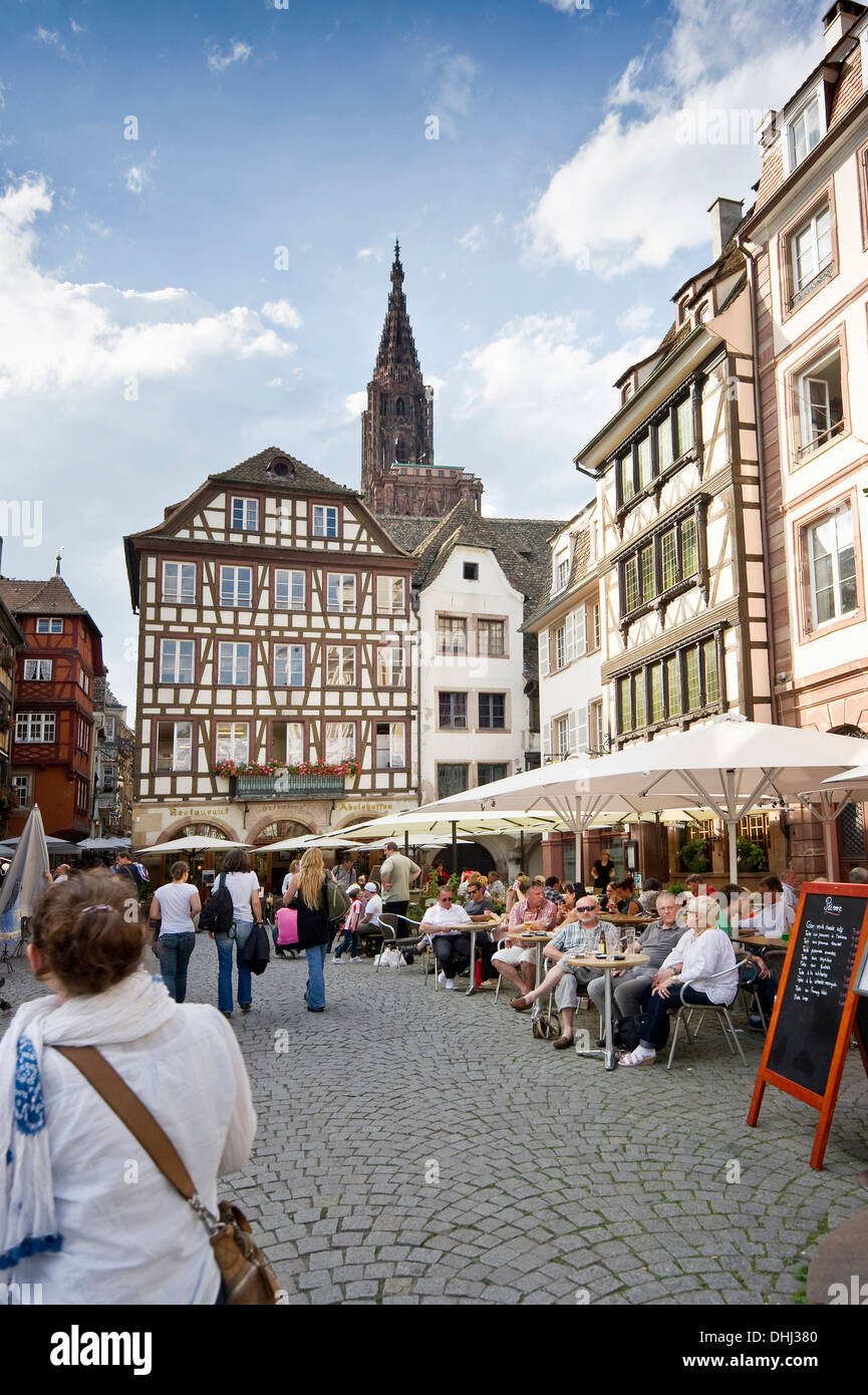 Restaurant in der Altstadt, Straßburg, Elsass, Frankreich Stockfoto