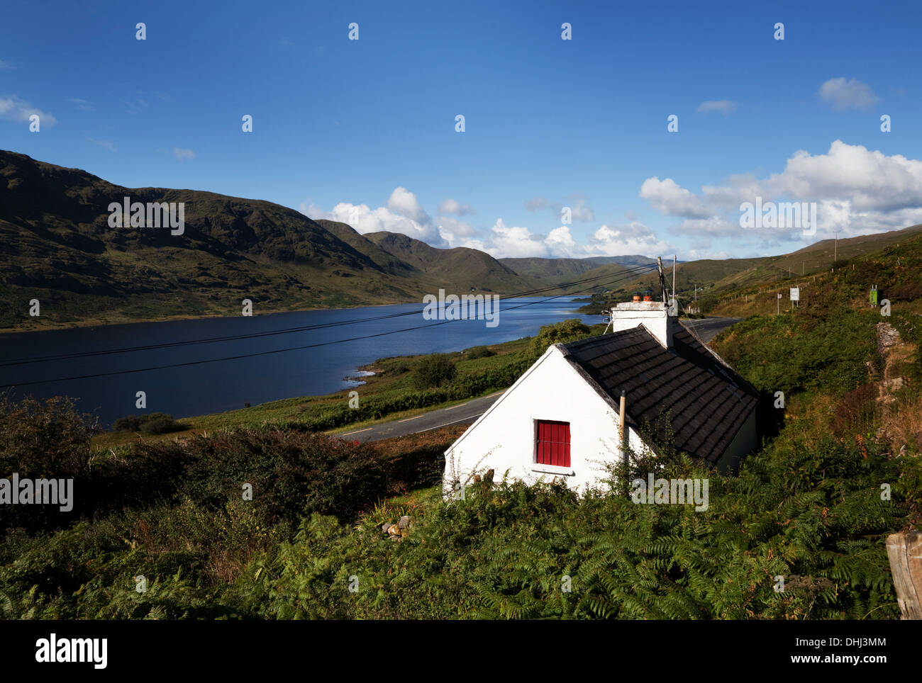 Lough Nafooey, schoss aus der Grafschaft Mayo-Seite der Grenze, die meisten des Sees ist in County Galway, Irland Stockfoto