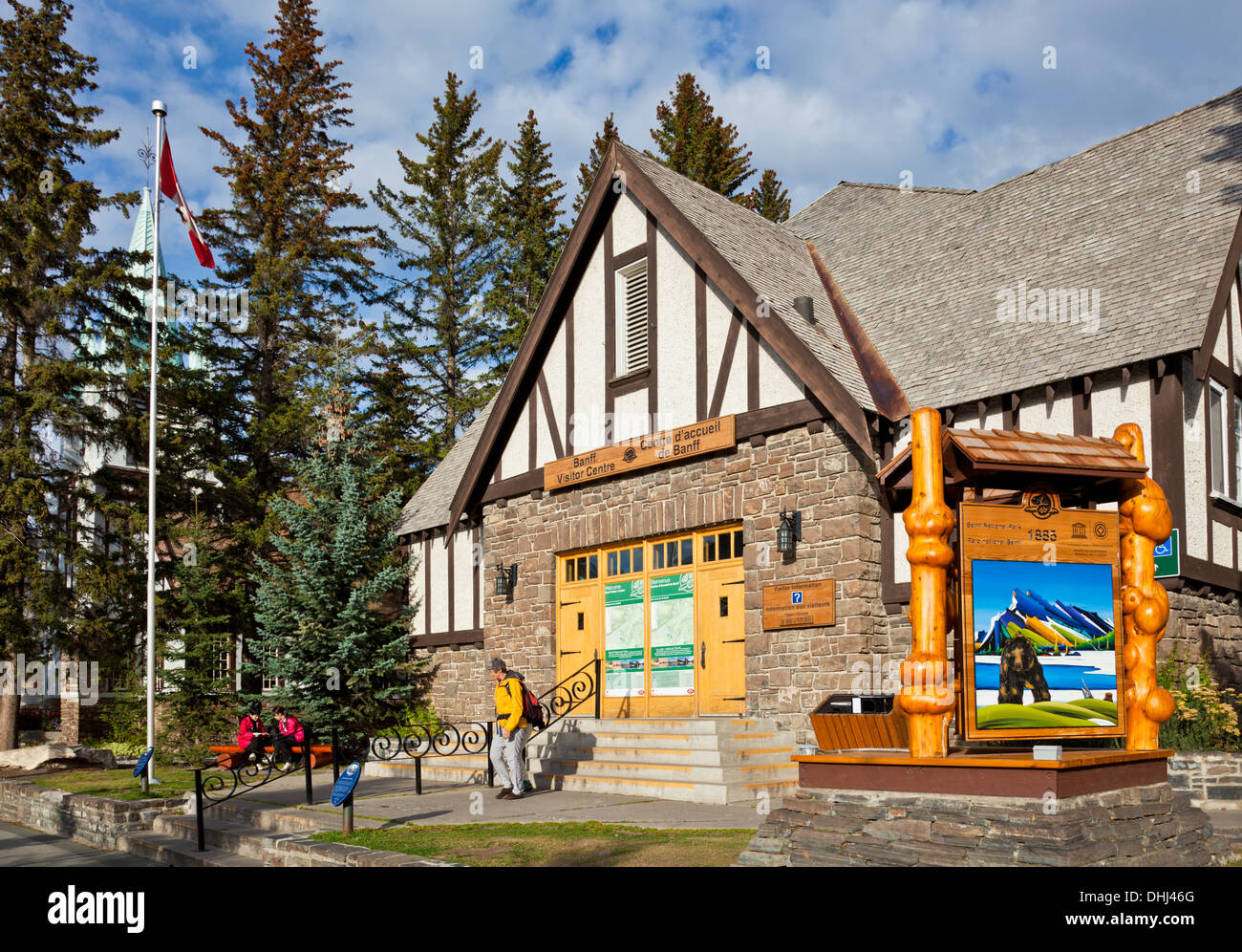 Präsidium Besucher Informationen Touristeninformation Banff Stadt Banff Nationalpark Canadian Rockies Alberta Kanada Stockfoto