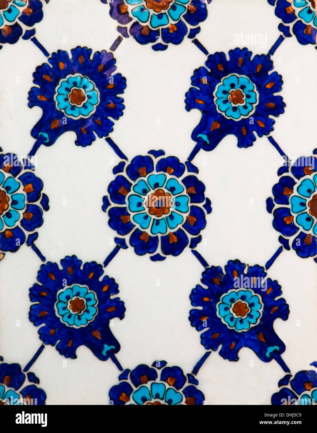 Osmanische Fliese Muster in der rustem Pas Moschee, Istanbul, Türkei gesehen. Stockfoto