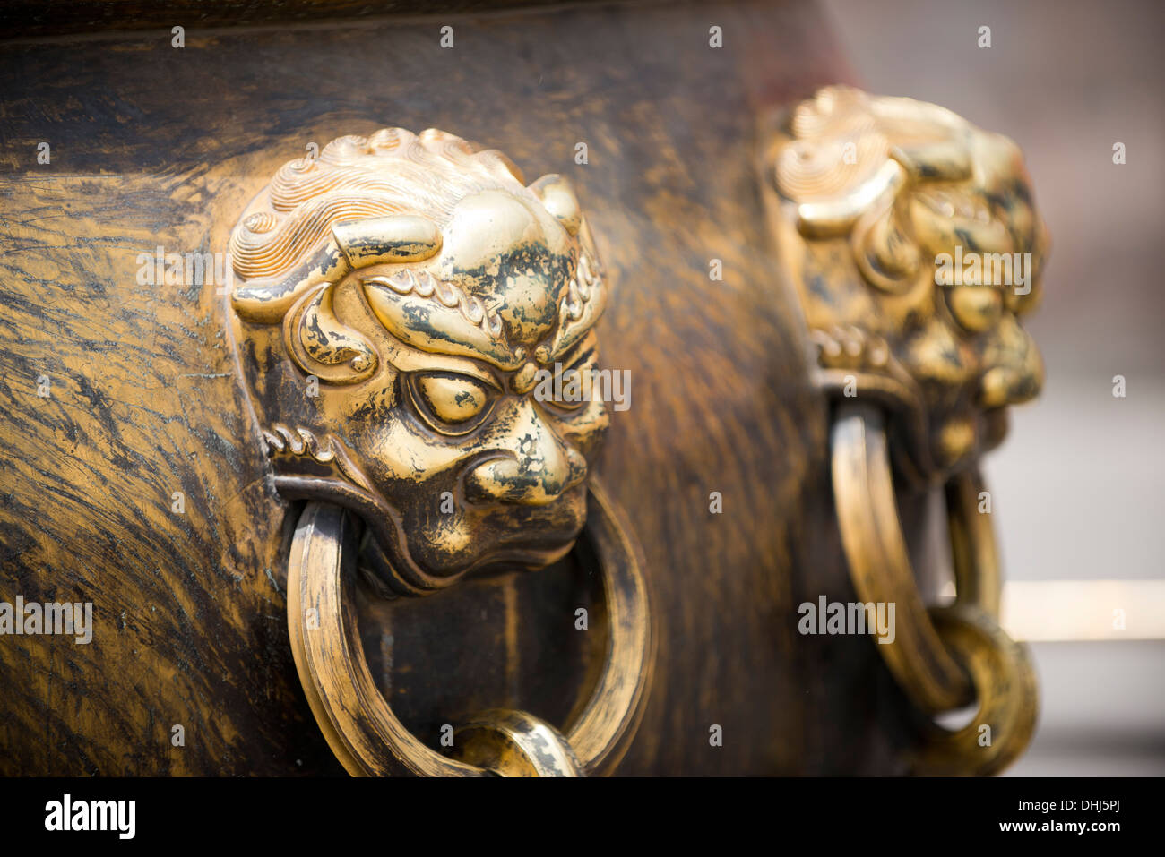 Bronze Kessel Griffe, Verbotene Stadt, Beijing Stockfoto