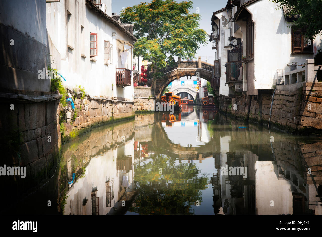 Suzhou Kanal Reflexionen Stockfoto