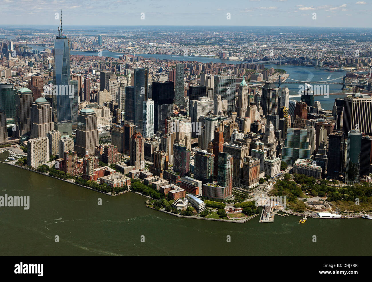 Luftaufnahme Battery Park City Lower Manhattan, New York Stockfoto