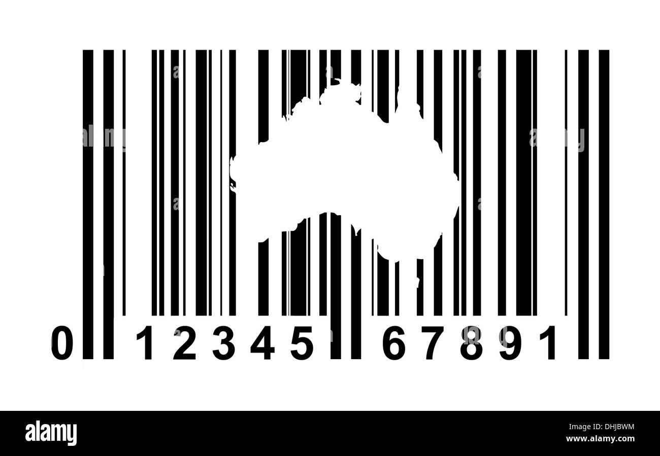 Deutschland einkaufen Barcode isoliert auf weißem Hintergrund. Stockfoto