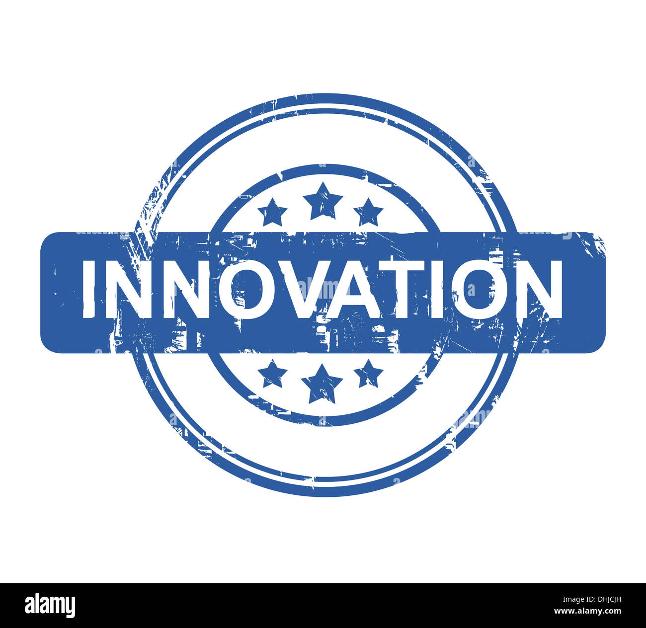 Business Innovation Stempel mit Sternen isoliert auf einem weißen Hintergrund. Stockfoto
