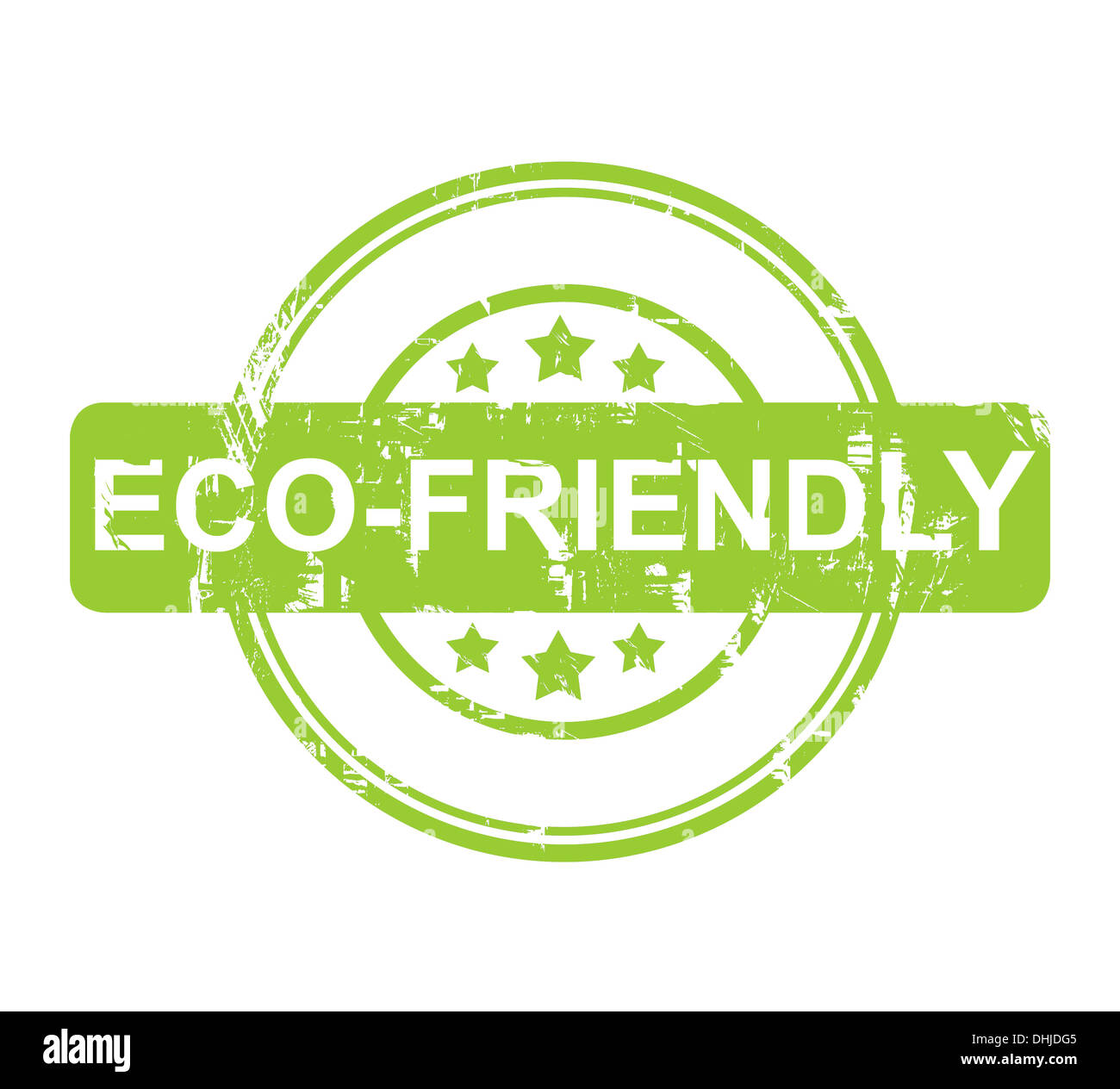 Eco Friendly grünen Stempel mit Sternen isoliert auf einem weißen Hintergrund. Stockfoto