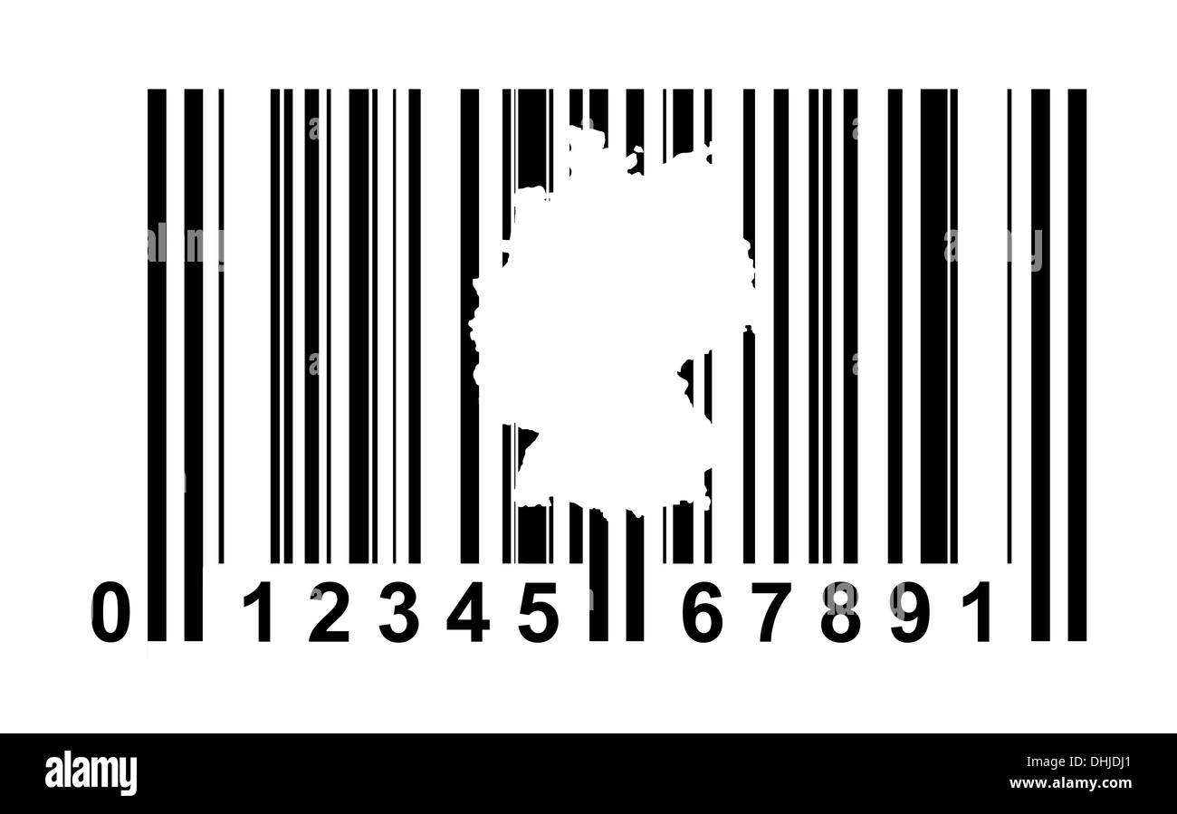 Deutschland einkaufen Barcode isoliert auf weißem Hintergrund. Stockfoto