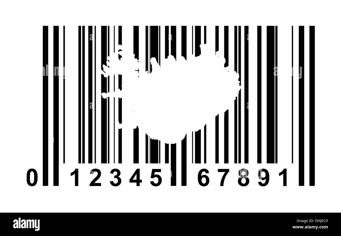 IcelandShopping Barcode isoliert auf weißem Hintergrund. Stockfoto