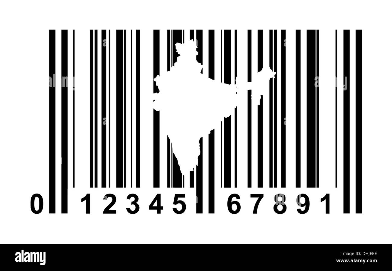 Indien einkaufen Barcode isoliert auf weißem Hintergrund. Stockfoto