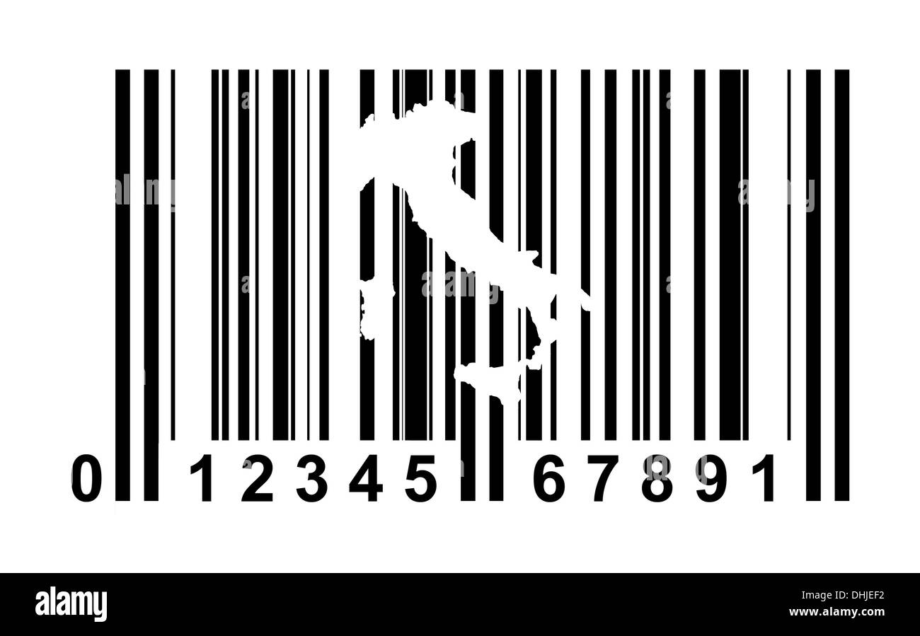 Italien shopping Barcode isoliert auf weißem Hintergrund. Stockfoto