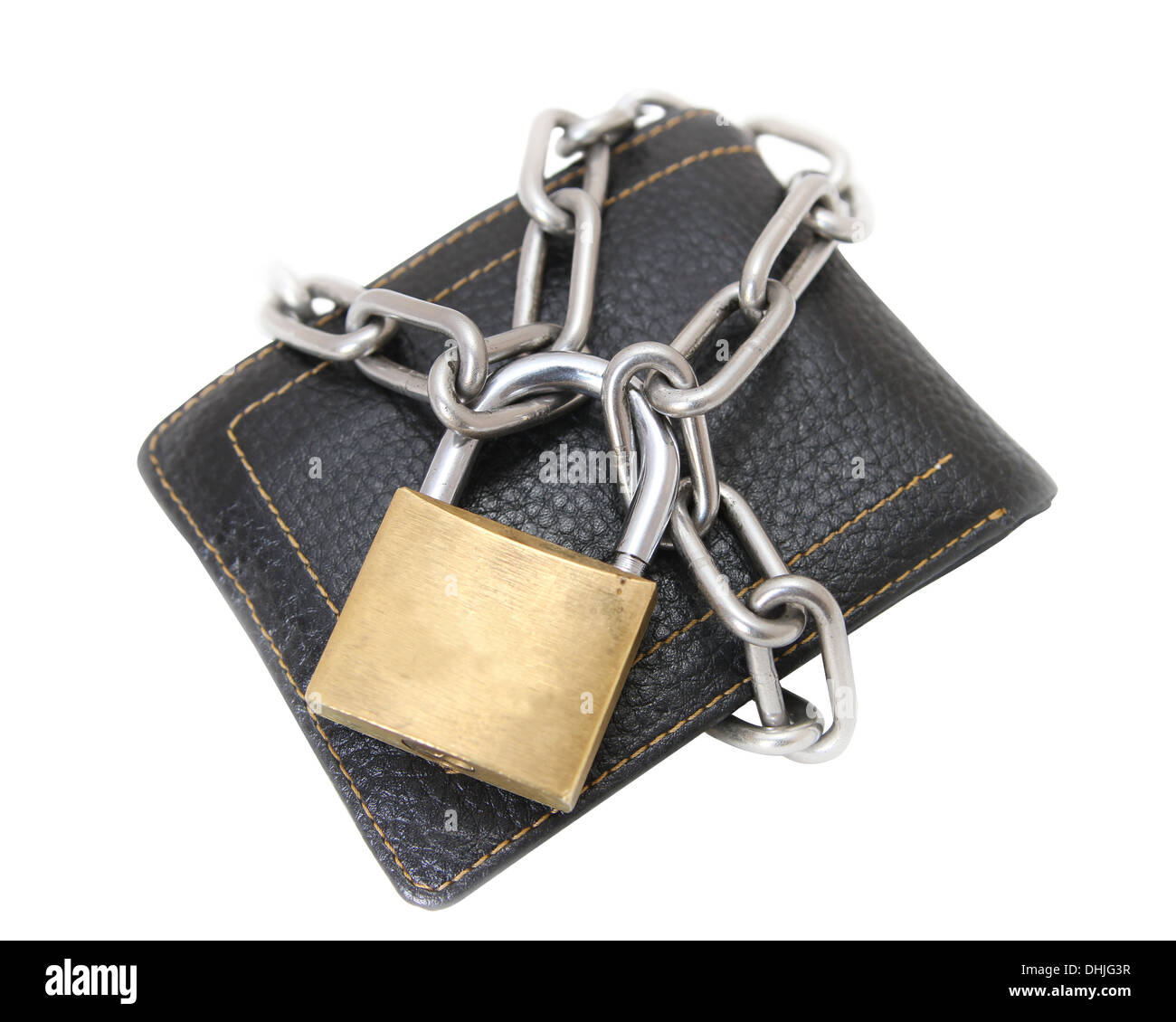 finanzielle Sicherheit, gesperrte Brieftasche Stockfoto