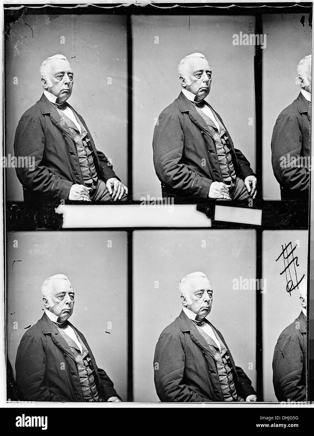 Ein Porträt von Hon. Reverdy Johnson, einem prominenten Politiker und Anwalt aus Maryland im 19. Jahrhundert. Er war Senator und Botschafter der USA und trug maßgeblich zum politischen Leben in den USA bei. Stockfoto