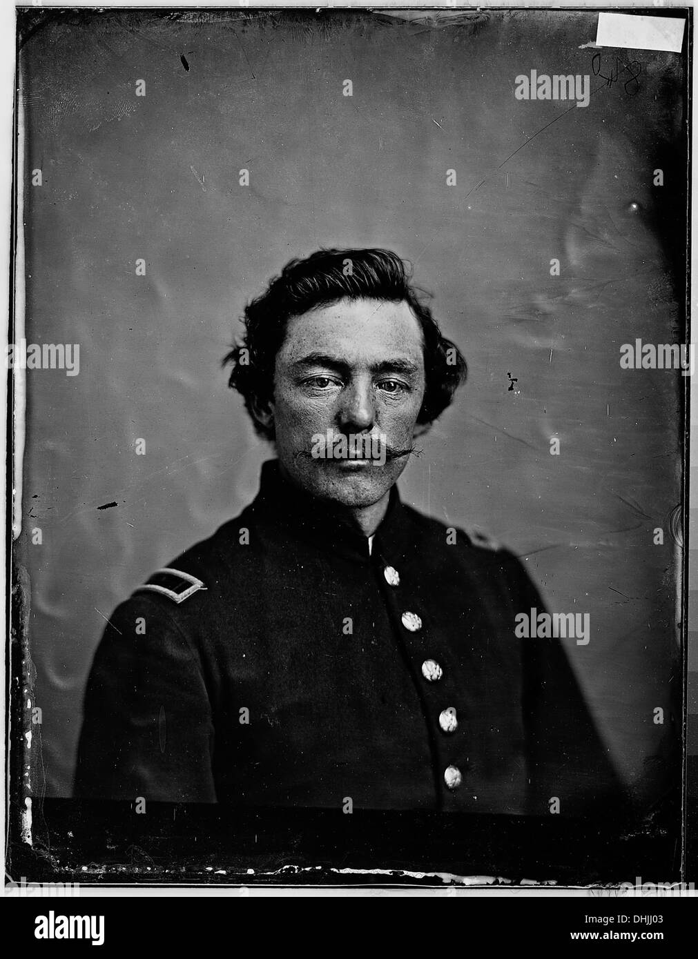 Porträt eines Unionsoffiziers während des Amerikanischen Bürgerkriegs, das die militärische Struktur und Führung der Union Army widerspiegelt. Das Bild zeigt die Rolle des Offiziers während des Konflikts und seinen Beitrag zur gewerkschaftlichen Sache. Stockfoto