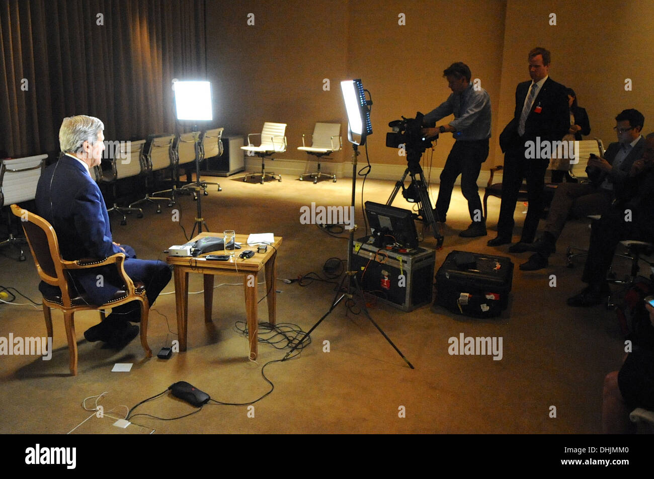 Secretary Kerry hat einen Auftritt auf NBC es "Meet the Press" Stockfoto