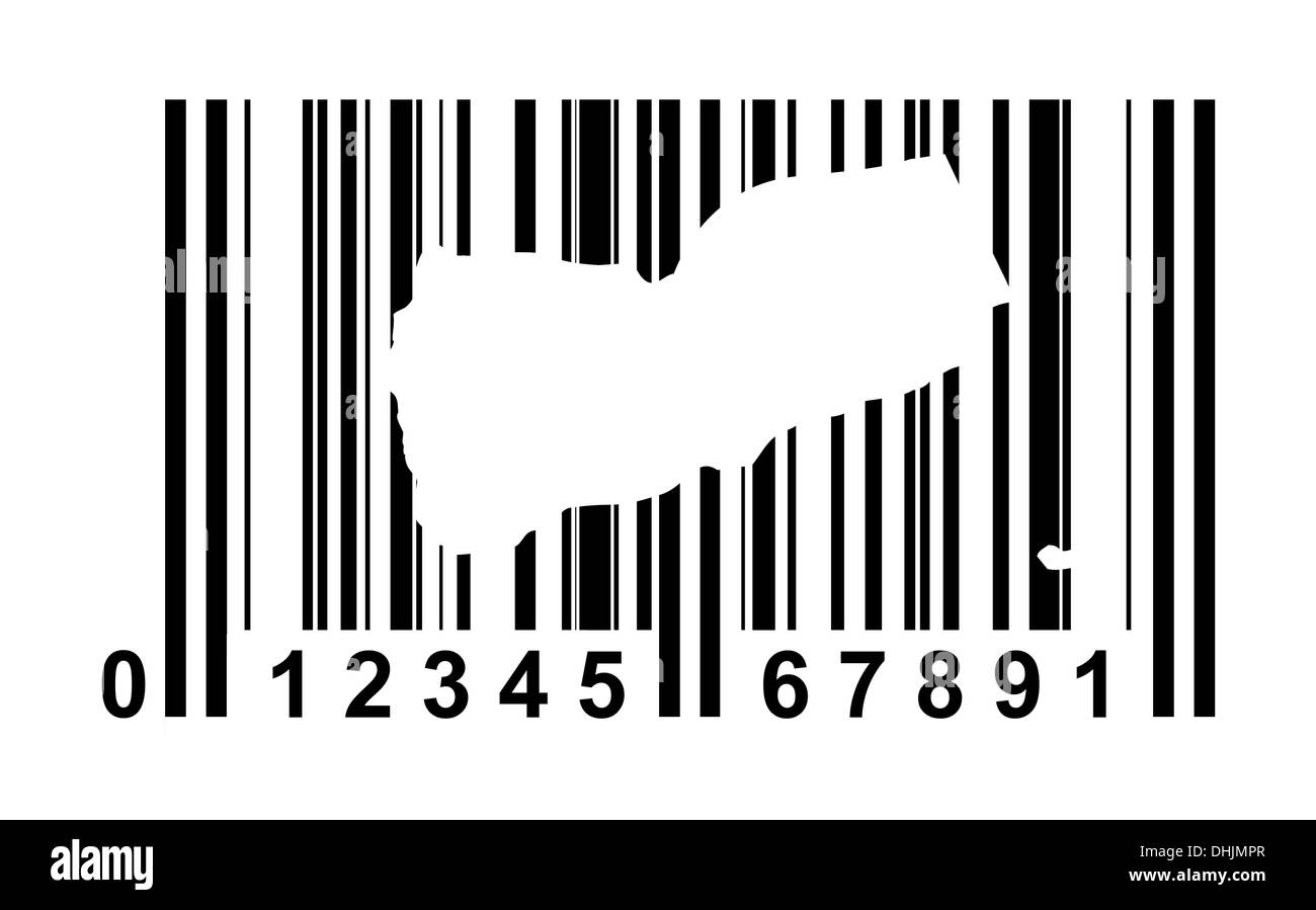 Jemen einkaufen Barcode isoliert auf weißem Hintergrund. Stockfoto