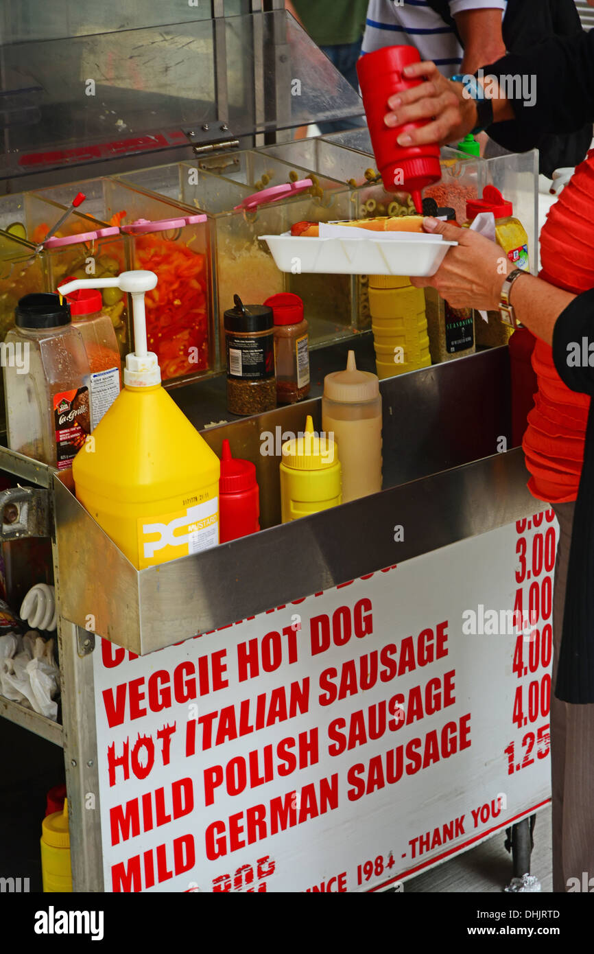 Hot-Dog-Stand, Toronto, Kanada Stockfoto