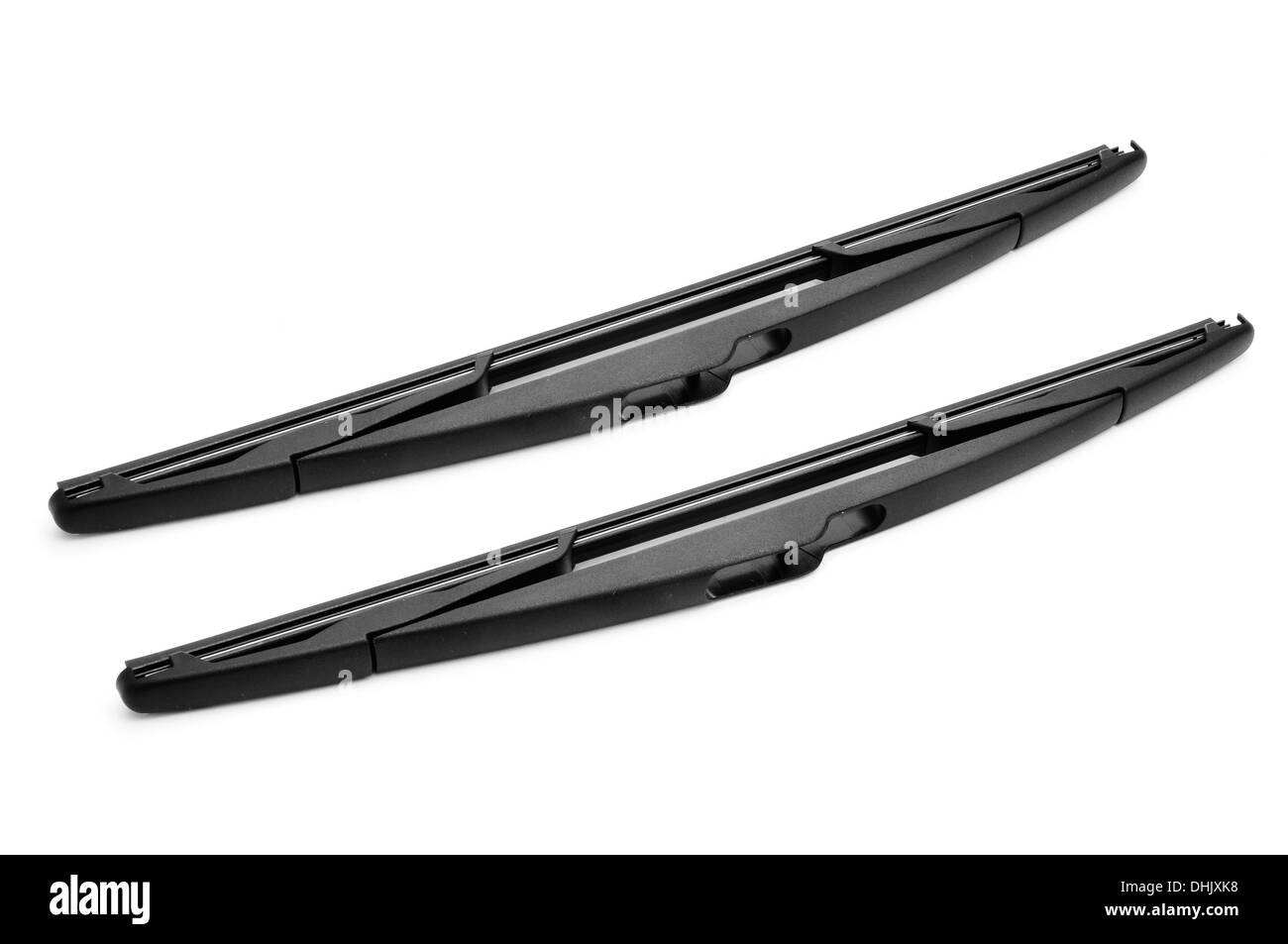 einige Scheibenwischer auf weißem Hintergrund Stockfoto