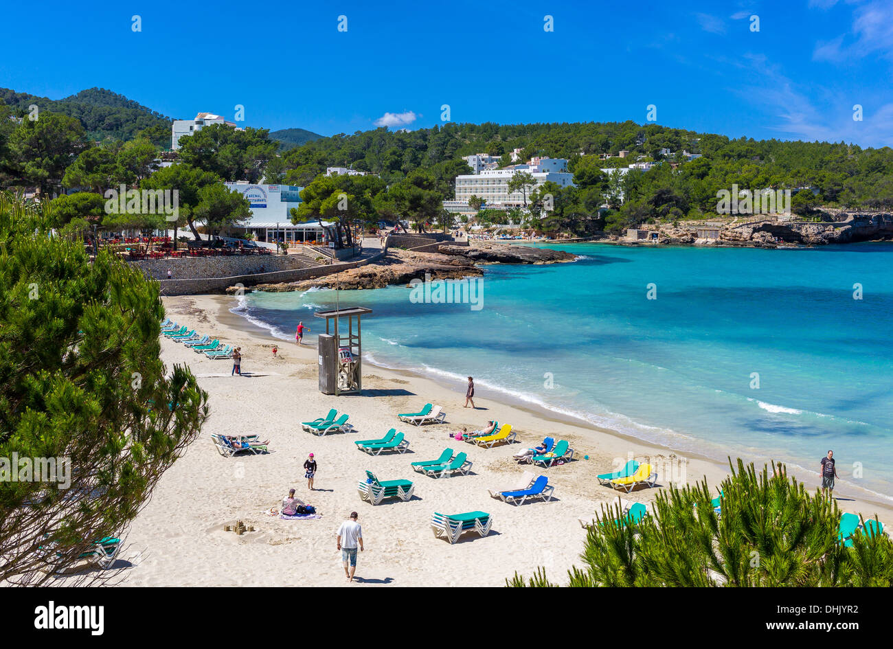 Europa, Spanien, Balearen Inseln, Ibiza, Ibiza, der Strand der Cala Xarraca Stockfoto