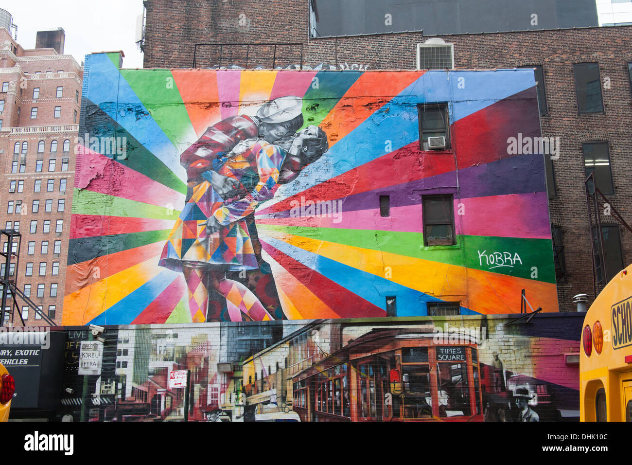 Das küssen Sailor Wandbild von Eduardo Kobra, Chelsea, New York City, Vereinigte Staaten von Amerika. Stockfoto