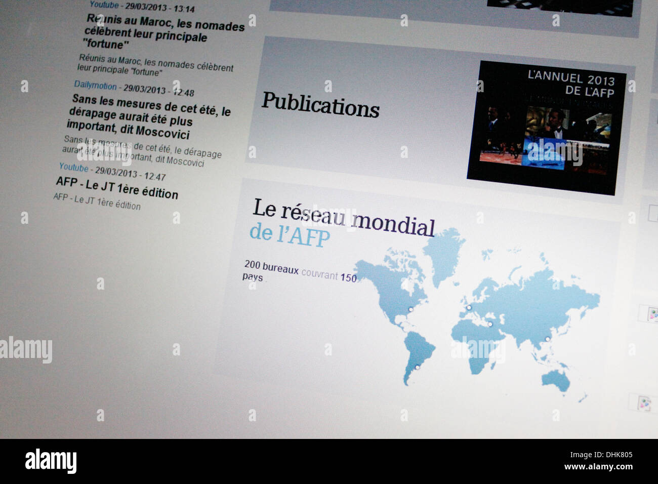 Französische Website von AFP, Frankreich Presseagentur, Nachrichtenagentur, Frankreich, Internet. Stockfoto