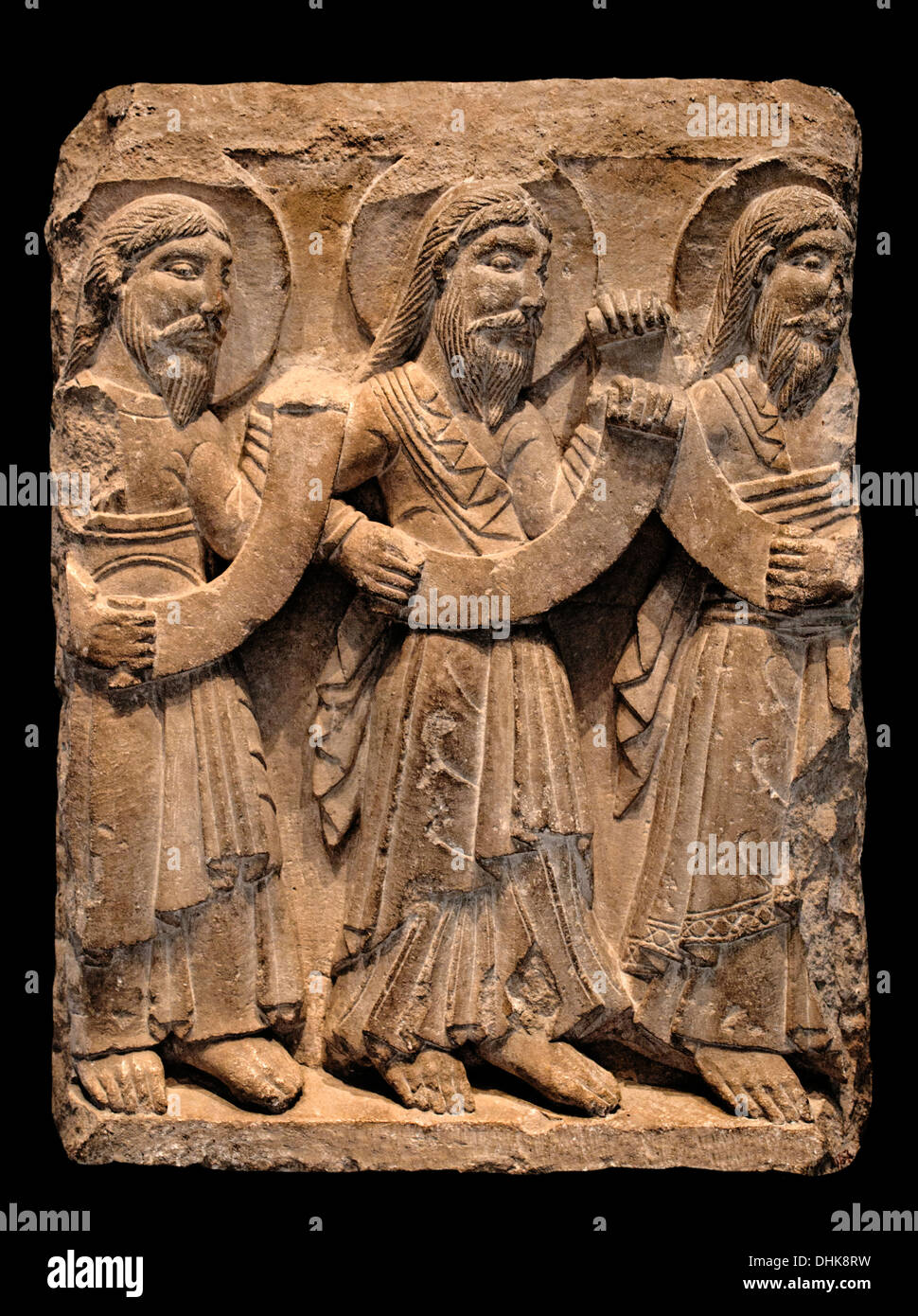 Drei Propheten 1170-1180-Fassade der alten Kathedrale von Vic Katalonien Spanien Stockfoto