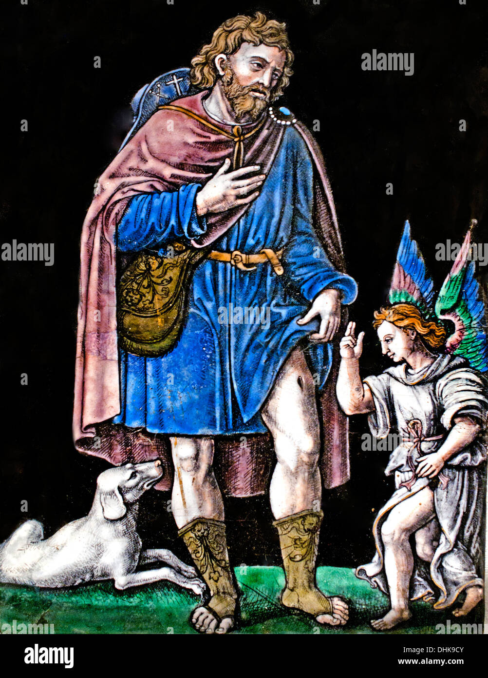Limoges 16. / 17. Jahrhundert E-Mail Polychrom bemalt auf Kupfer mit gold-Highlights-Platten, die aus einem Altarbild Frankreich Stockfoto