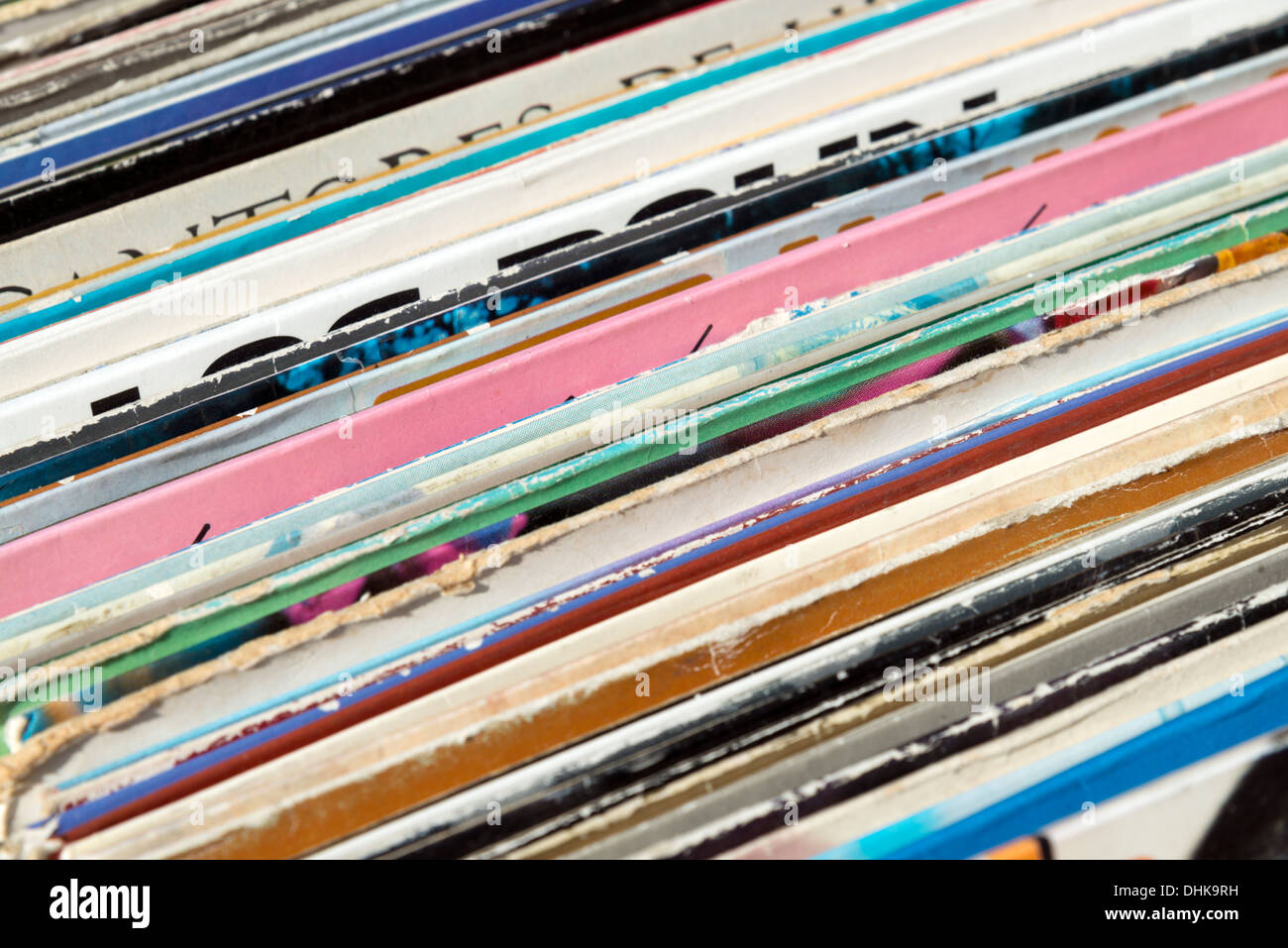 Gebrauchte Schallplatten in einem Plattenladen, Madrid, Spanien Stockfoto