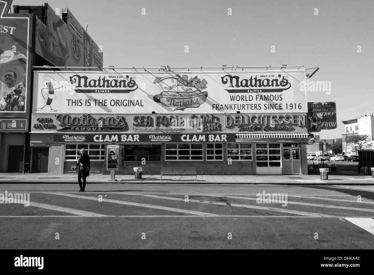 Nathans original Hot Dog Restaurant Coney Island, Brooklyn, New York, Vereinigte Staaten von Amerika. Stockfoto