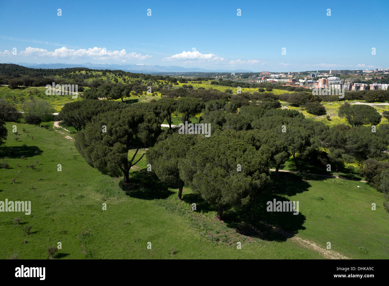 Blick auf Casa de Campo von Teleferico, Madrid, Spanien Stockfoto