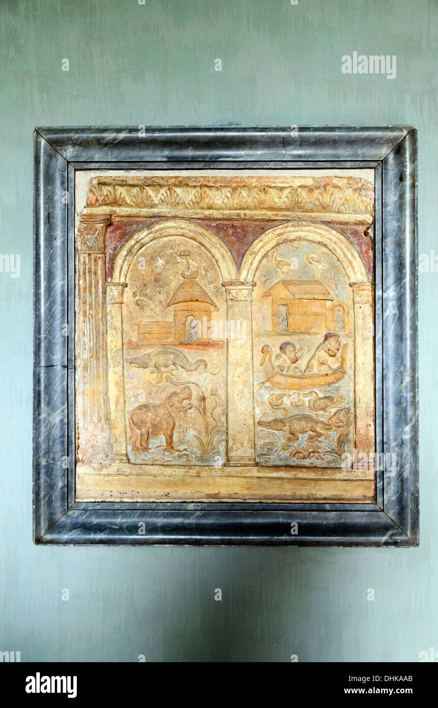 "Campana" Relief mit nilotischen Szene Terrakotta Rom, Kirche S. Sabina 1. Jh. N.CHR. Vatikanische Museen - Rom, Italien Stockfoto