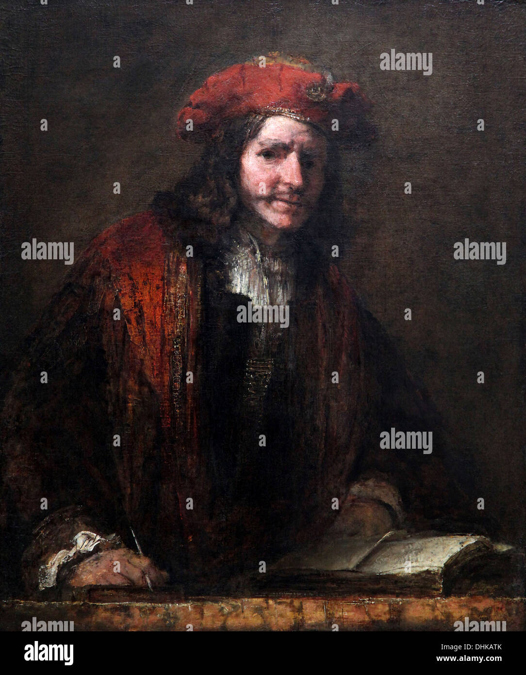 Rembrandt van Rijn.(1606-1669) der Mann mit der roten Mütze.1660. Stockfoto