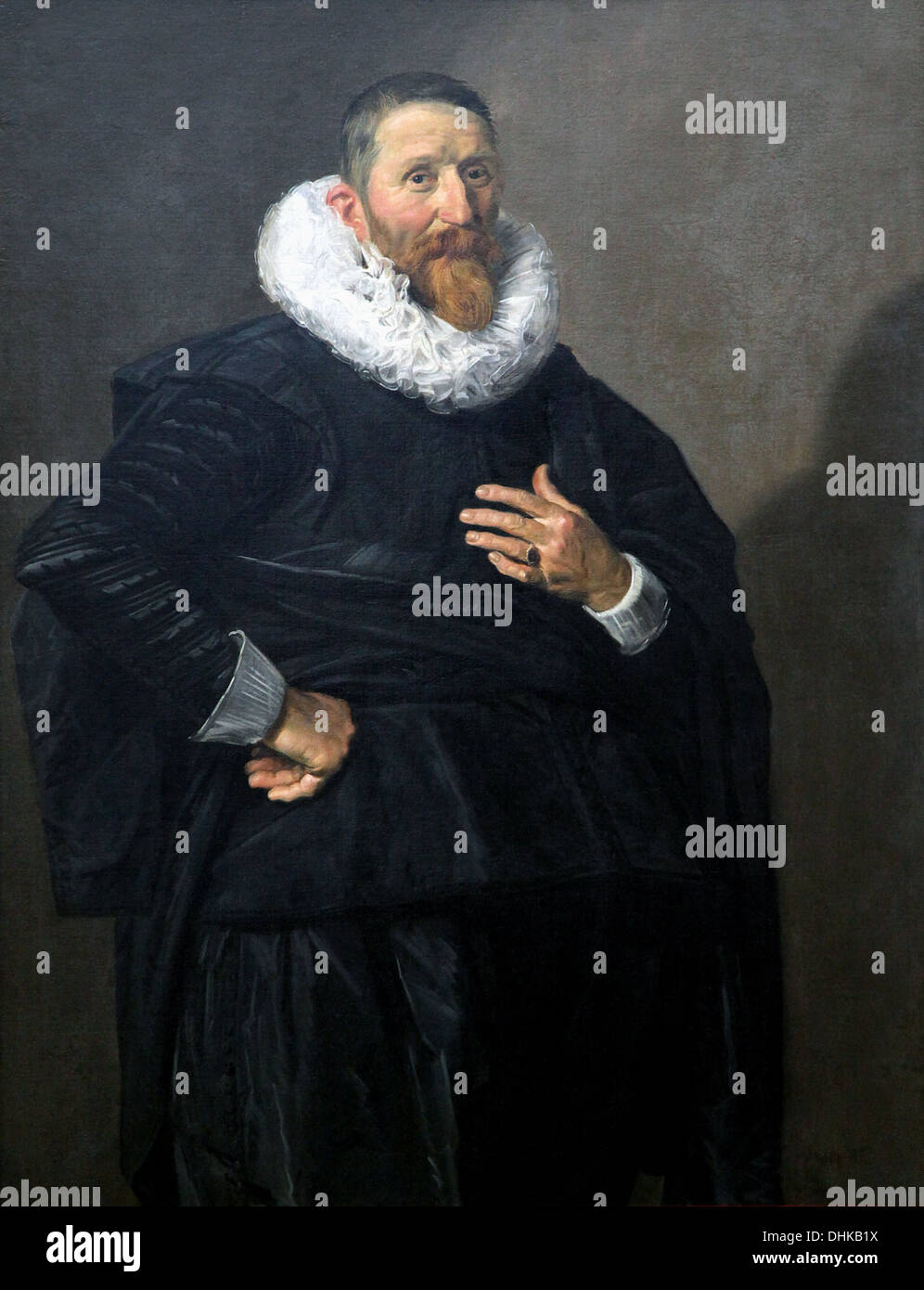 Porträt eines Mannes (1635), ein Ölgemälde des niederländischen Goldenen Zeitalters Frans Hals, berühmt für seine losen Pinselarbeiten. Stockfoto