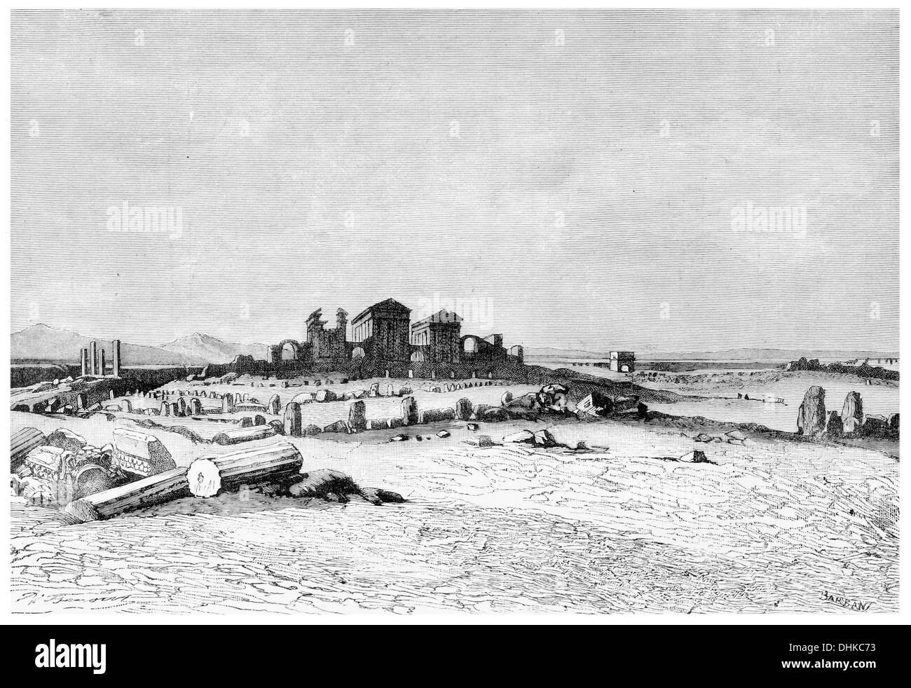 1888 Ruinen von Sbeitla der antiken Sufetulas Tunesien punischen Megalith Stela kapitolinischen Tempel Stockfoto