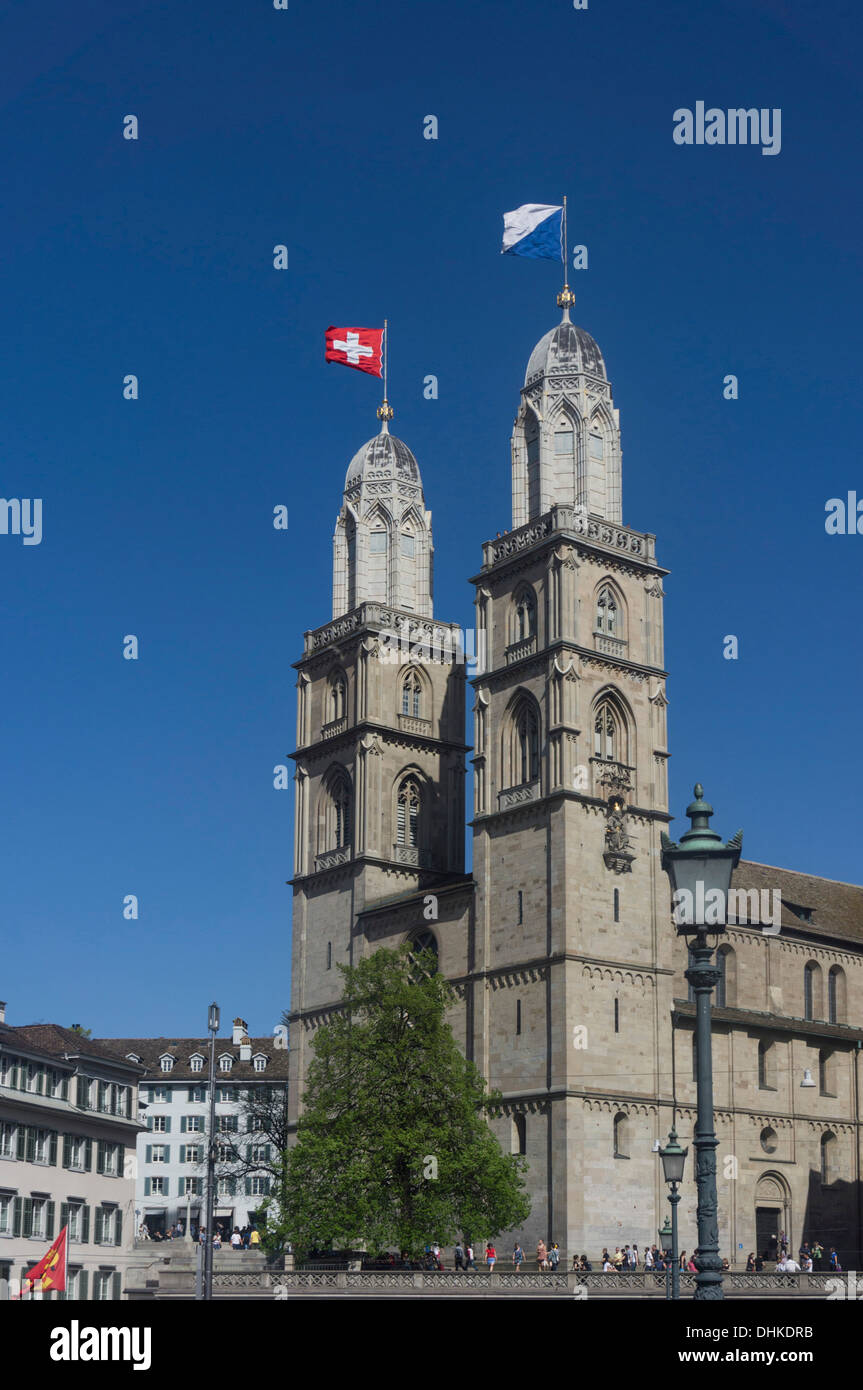 Grossmuentser Kathedral, Altstadt, Zürich, Schweiz Stockfoto