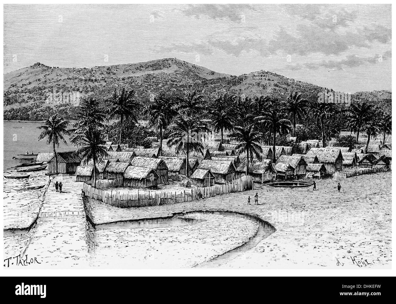 1888 madagassischen Dorf Nossi werden Madagaskar Stockfoto