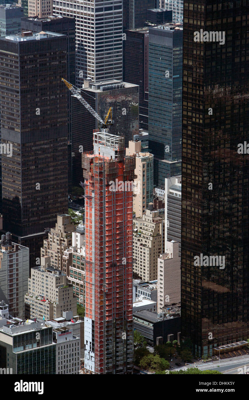 Luftbild-Hochhaus Turm Bau Upper Eastside in Manhattan, New York City Stockfoto